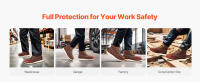 SucceBuy UK Tamaño 7.5 Punta de acero, Botas de trabajo impermeables con punta de mocasín para hombres, Suela de goma EVA antideslizante y transpirable, Marrón - details 3