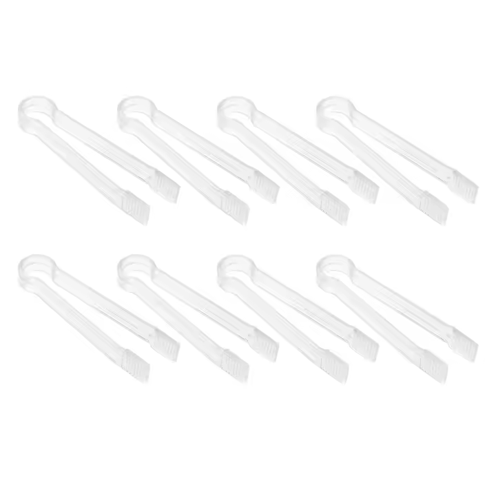 Pinzas de plástico para servir Buffet, Mini utensilio para servir, pinzas para aperitivos, pinzas de cocina transparentes, hielo pequeño de 6,3 pulgadas, 8 Uds. - 1