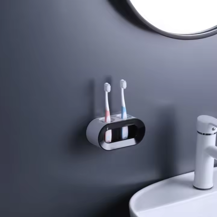 Soporte para cepillo de dientes eléctrico montado en la pared, soporte para cepillo de dientes autoadhesivo que ahorra espacio, drenaje rápido desmontable - 1