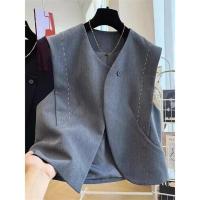 Ropa de temperamento 2025, chaleco retro coreano, camiseta sin mangas de color sólido para oficina para mujer - details 4