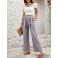 Pantalones sueltos y cómodos de pierna recta, pantalones de mujer con cintura elástica para - details 6
