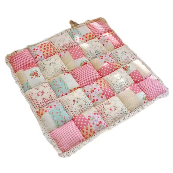 Cómodo cojín para silla de estilo floral cuadrado, cojín para silla de algodón más grueso relajante, cojín de asiento rosa para oficina - 1