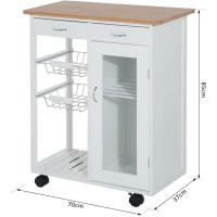 Carrito de Cocina Multiusos con Ruedas Ideal para Baño Dormitorio Estantería de Madera 70x37x85cm - details 4