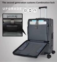 Carro de mano giratorio para maletero con cerradura TSA que lleva equipaje de superficie dura para computadora de 20 pulgadas con bolsillo frontal - details 4