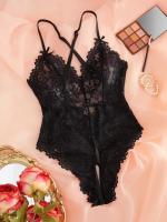 Conjunto de ropa interior de encaje Sexy para mujer, lencería erótica para mujer, sujetador transparente, Tanga, Mini picardías, calzoncillos, mono blanco 2024 - details 7