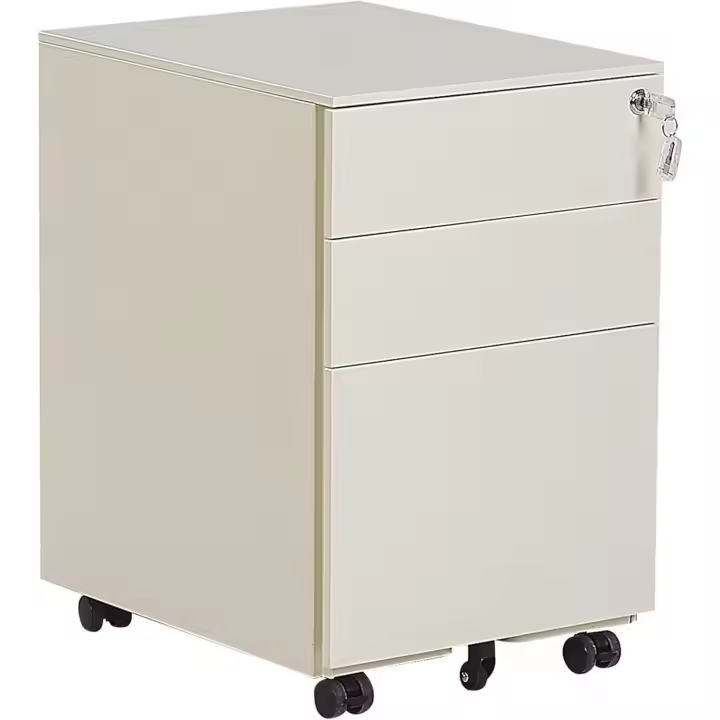 metal beige claro 3 cajones ruedas cerradura industrial oficina Cami - 1