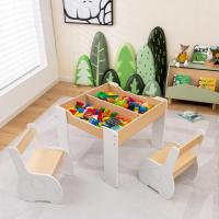 Juego de mesa y silla infantil 4 en 1, mesa infantil de madera con 2 sillas, manualidades, dibujo, lectura, mesa infantil con almacenamiento, pizarra desmontable para guardería (verde) - details 42