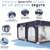 Bebe 120x120cm + Alfombra Bebe – Corralito Bebe con Malla Transpirable – Parque de Juegos Bebe Plegable con Puerta Lateral – Parque Infantil Bebe - Gris - details 15