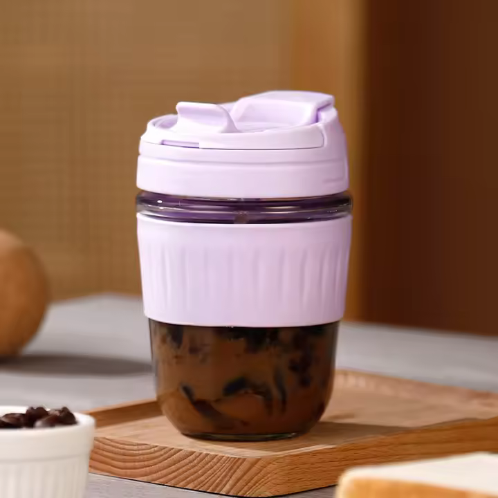 Taza de beber doble de vidrio, taza de café para niñas de verano de alto valor, taza de leche con aislamiento de mano linda portátil - 1