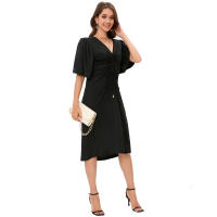 2025 Primavera/Verano Nuevo vestido negro con cuello en V para embarazadas - details 1