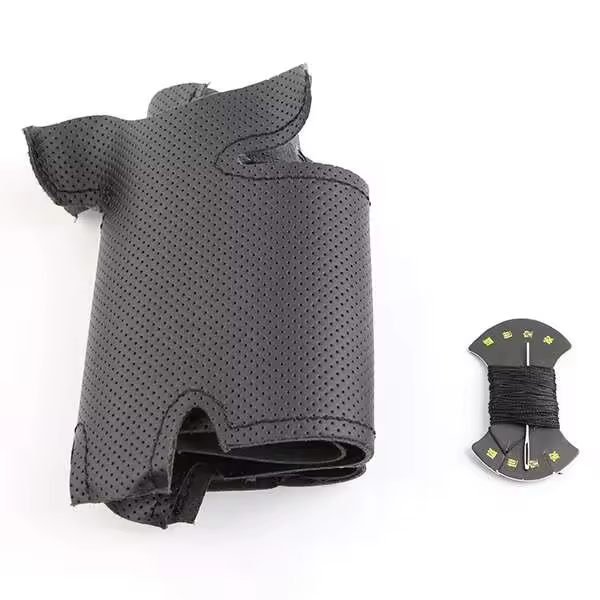 Cubierta de Cuero de Fibra Ultrafina Protector de Volante Personalizable para Citroen Xsara Picasso Berlingo C5 Peugeot Parer Negro - 1