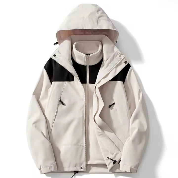 CHRLCK-Chaqueta gruesa 3 en 1 para hombre, cortavientos impermeable de lana para senderismo, chaqueta cálida para acampar al aire libre, abrigo a prueba de viento para invierno - 1