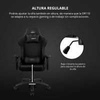 DR110 - Silla Gaming Profesional, Tejido Tejido Alta transpirabilidad, reposabrazos 4D, Ruedas silenciosas, pistón Clase 4, inclinación, cojín Lumbar y Cervical, Color Negro - details 4