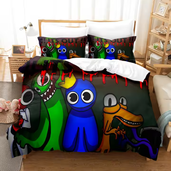 Juego de Ropa de Cama Arcoíris para Niños Cubierta de Edredón 3D Funda de Almohada - 1