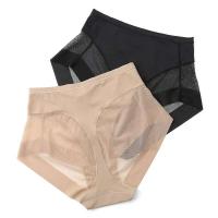 Ropa interior de mujer de cintura alta sin costuras con control abdominal, levantamiento de cadera, ropa interior invisible de seda helada - details 2