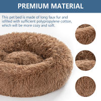 Cama de felpa larga para perro, cama redonda para mascotas, antiansiedad, cojín de sofá para perros pequeños y medianos - details 5