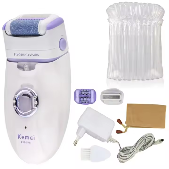 kemei 1981 3in1 electric women epilator female shaver leg body hair removal lip chin depilatory lady bikini trimmer facial hair - 1