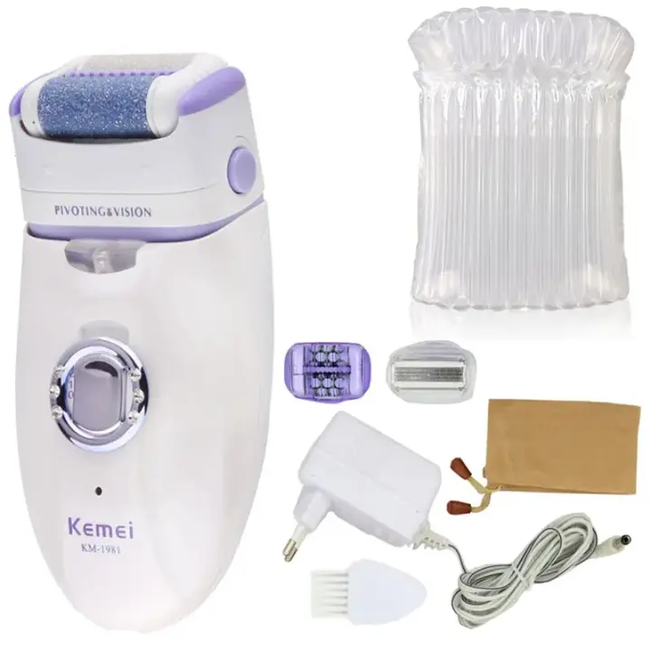 kemei 1981 3in1 electric women epilator female shaver leg body hair removal lip chin depilatory lady bikini trimmer facial hair - 1