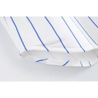 ZOCI- corto de dos piezas de verano para mujer, camiseta a rayas con estampado de letras + pantalones cortos a rayas hasta la rodilla, blusa con cuello en V y una botonadura - details 7