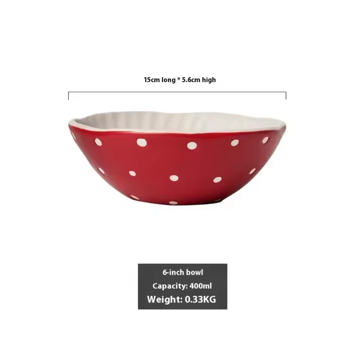 Juego de Vajilla de Cerámica de Hongo Rojo Taza de Café, Taza de Té de la Tarde, Plato de Arroz de Pastelería, Plato de Ensalada Artículos de Cocina y Comedor - 1