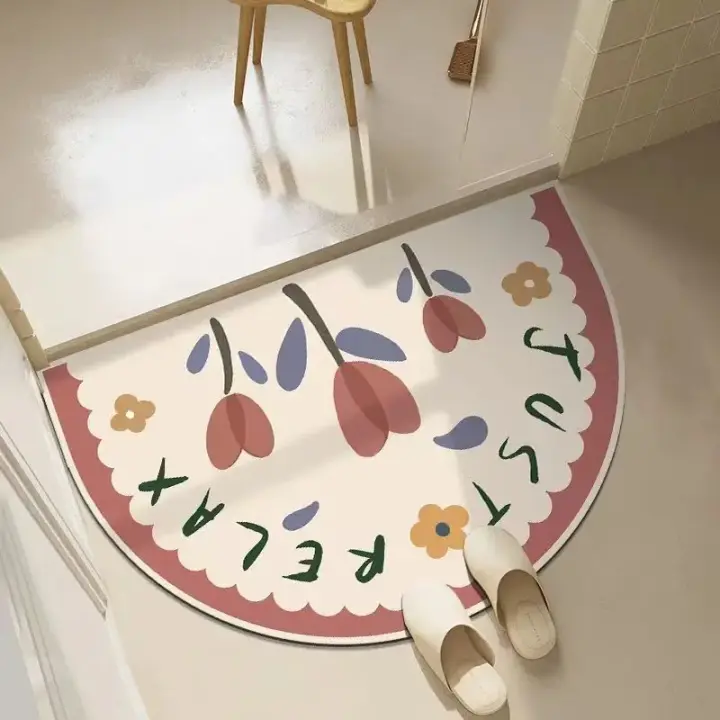 Alfombra de Baño Antideslizante Semi-Redonda con Diseño Rtoon Alfombra de Puerta de Peluche para Dormitorio y Baño - 1