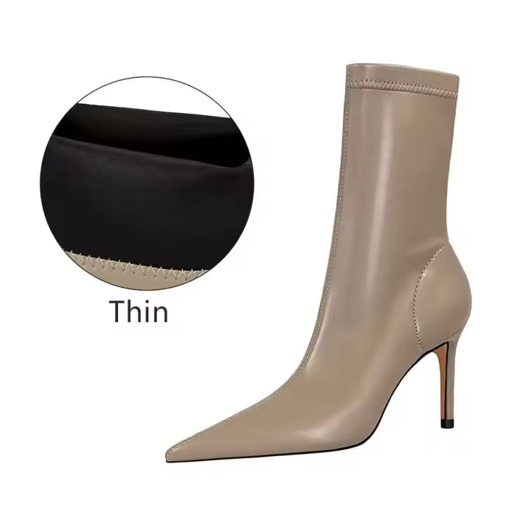 Tacones Mujer's New Rubber zapatos cortos 2024 Otoño e Invierno botines de Mujer de tacón alto negros de lujo - 1