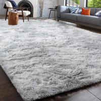 Alfombra Salon Grandes Shaggy Antideslizante Super Suave Pelo Largo Fluffy Alfombra Adecuado para la Decoración de Salas de Estar y Dormitorios (160 x 200 cm, Gris Blanco) - details 0