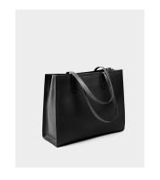 Nueva Bolsa Tote de Nicho para Mujeres de Cuero Genuino de Gran Capacidad, Maletín para Laptop, Bolsa de Viaje de Cuero de Vaca Negro - details 24