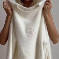 Jersey informal de punto con bordado de Jacquard blanco para mujer, Jersey holgado de manga larga con cuello redondo elegante, jersey de viaje para señora nueva 2024 - details 8
