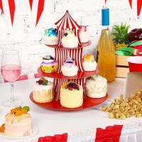 Set de Tray de Navidad de 3 Niveles Decoración de Pastel de Circo Carnaval con Rayas Rojas - details 2