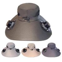 Sombrero de ventilador con panel solar, sombrero de cubo, ala ancha, protección UV, equipo deportivo al aire libre para mujeres, hombres, vacaciones en la playa, - details 0