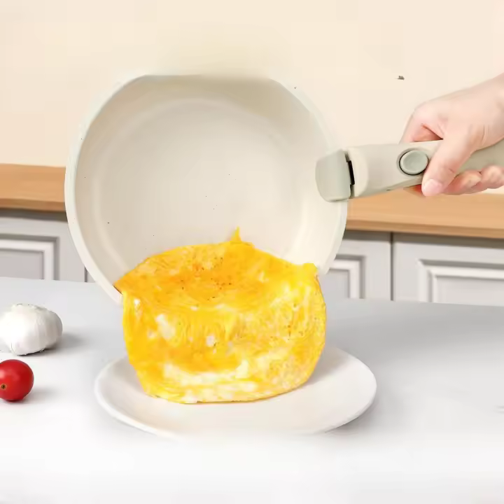 Juego de 5 ollas y sartén, no pegajoso, Mango desmontable, cocina de inducción, Mango desmontable, cocina rv, seguridad Horno/lavavajillas (Blanco, 5PCS) - 1