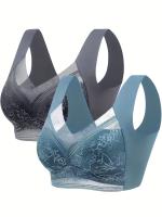 Sujetador Deportivo Para Mujer, Conjunto De 2 Piezas, Encaje De Cobertura Completa, Cómodo Y Transpirable, Bralettes Push-up - details 5