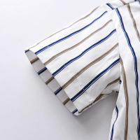 Camisa de algodón de manga corta con cuello a rayas y pajarita para niños, pantalones cortos con tirantes, conjunto de dos piezas de estilo británico, verano 2023 - details 9