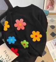Jersey coreano con bordado Floral, suéter de alta calidad para mujer, Tops elegantes de punto con cuello redondo - details 15