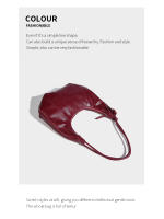 Bolso retro marrón tipo bola de masa, bolso de axila plisado premium para viajeros, nueva bolsa de sillín de moda. - details 9