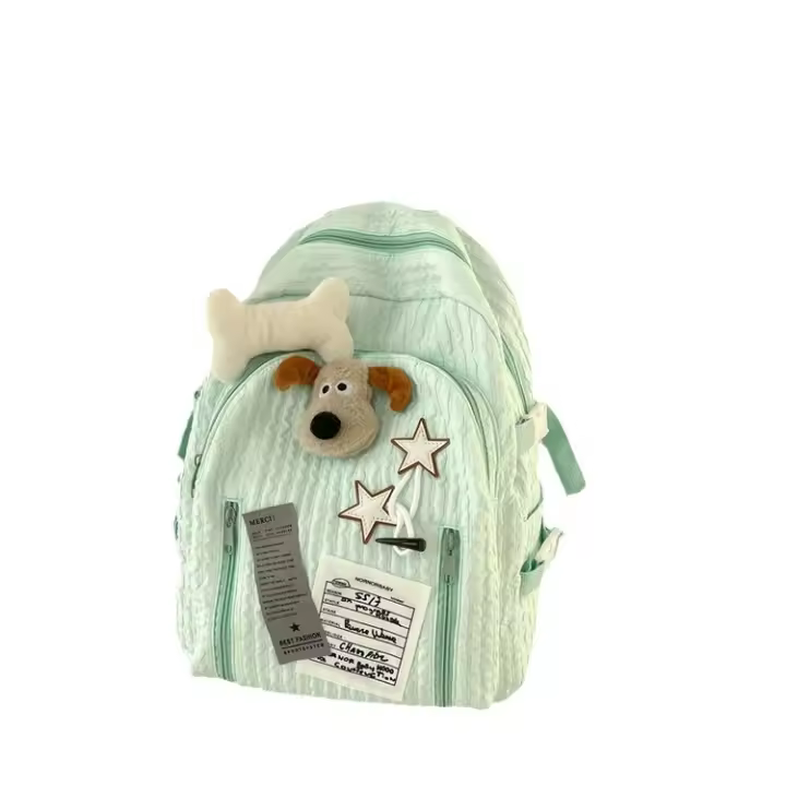 Mochila Coreana Suave Gran Capacidad, Diseño de Bosque, Lining de Nylon, Exterior de Nylon, Para Niñas, Estilo Lindo, Con Hombros Descubiertos - 1
