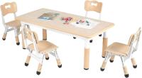 AuAg Juego de mesa multiactividad para niños de 5 piezas, escritorio de estudio para niños, juego de sillas de escritorio para niños, juego de mesa y 4 sillas para niños, altura ajustable - details 42