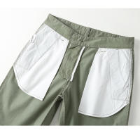 Pantalones cortos cargo de puro algodón, corte slim, pantalones gruesos de color liso. - details 7