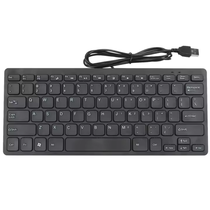 Teclado de cable ultrafino, silencioso, tamaño pequeño, 78 teclas, Mini teclado Multimedia Usb para ordenador portátil y Pc - 1