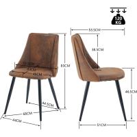 Juego de 2 Sillas de Comedor Vintage Sillón Tapizado en Gamuza con Patas Metálicas para Cocina Salón - details 2