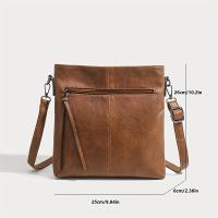 Unisex Sólido - Bolso de mensajero genuino de color - Cremallera, Forro de poliéster, Estilo urbano, Crossbody informal - details 0