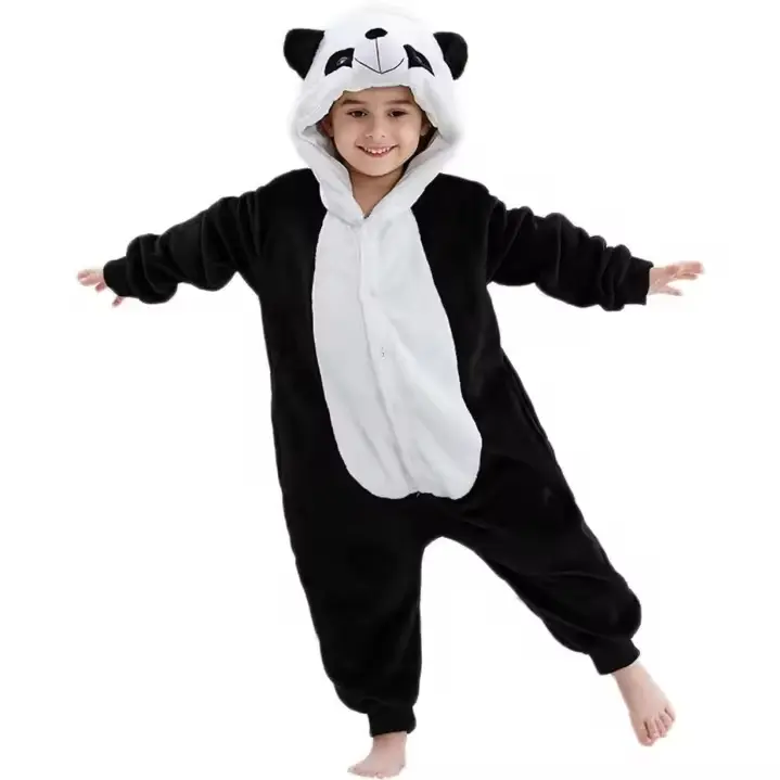 Pijama con capucha de panda para niños y adultos, disfraz de Halloween para juego de rol, mono con capucha de animal - 1