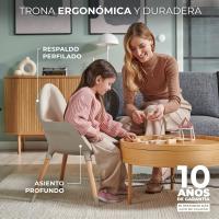 bebé 2 en 1, Silla Infantil, Trona portatil, Patas de Madera, Bandeja Ajustable, Fácil de limpiar, para niños, Beige - details 4