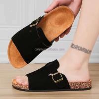 Nuevas sandalias de cuña de corcho para hombre americano con diseño de botones de talla grande 46, zapatillas de verano suaves y cómodas, para caminar en la playa - details 3