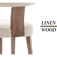 2 Sillas de Comedor de Lino, Sillas de Cocina con Patas de Madera, Sillas de Restaurante Clásicas, Sillas de Salón Tapizadas con Respaldo - details 2
