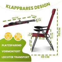 Sillas de Jardín Plegables de Aluminio con Respaldo Alto Ajustable 7 Posiciones, Apoyabrazos Transpirables, Portátiles, Silla de Camping para Jardín y Terraza - details 34