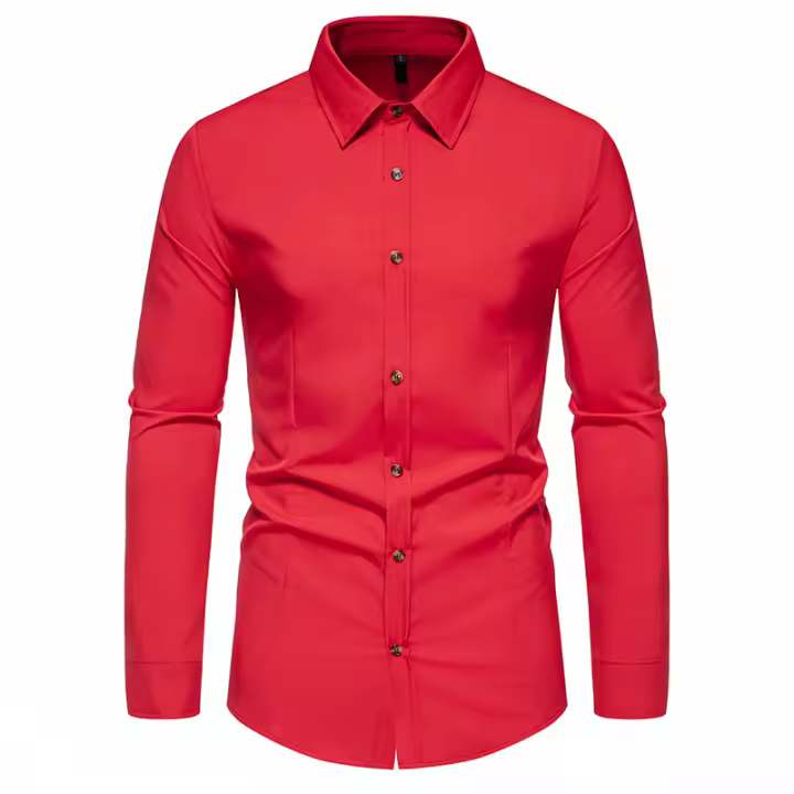 Camisa de manga larga con botones para hombre, camisa informal de negocios, color sólido, cómoda, social, oficina, blusa blanca y negra, moda de otoño - 1