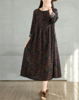 Vestido Floral de Algodón Vintage Moda Casual para Mujeres Primavera Otoño - details 39