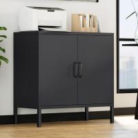 Armario de Metal con 2 Puertas y 1 Estante Ajustable Diseño de Escritorio para Oficina en Casa, Dormitorio, Baño, Sala de Estar Negro - details 1